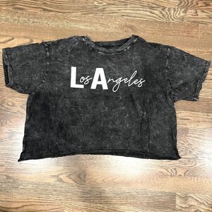 Cali Baby Los Angeles Crop Top Vintage Black Washed Size XL NWOT